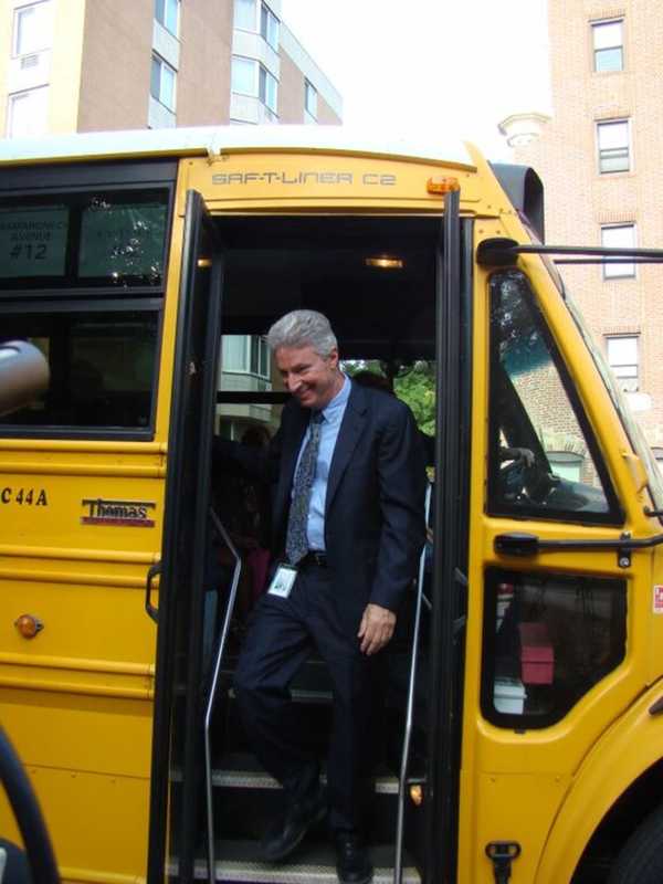 White Plains Superintendent Rides Bus On First Day Of School 