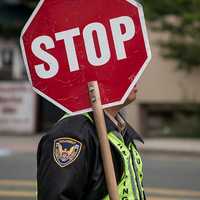 <p>A crossing guard was hit while trying to let students cross</p>