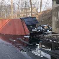 <p>The container that hit the bridge on Route 208 in Fair Lawn dumped some items.</p>