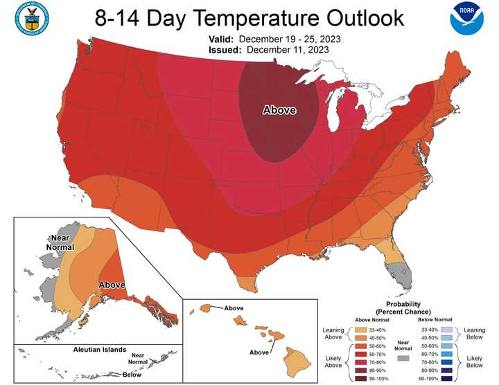 The NWS is predicting a warmer than normal Christmas in Massachusetts.
  
