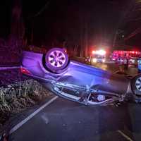 <p>Westport police responded to a single-vehicle rollover crash that injured one.</p>