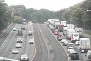 Truck Leaking Diesel Fuel After Accident On I-95 In Greenwich