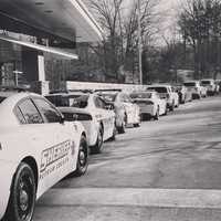 <p>Deputies line the driveway of area hospital to escort wounded deputy home.</p>