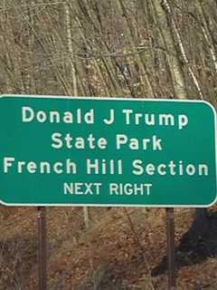 Piece Of Trump State Park Sign Breaks Due To High Winds On Taconic Parkway