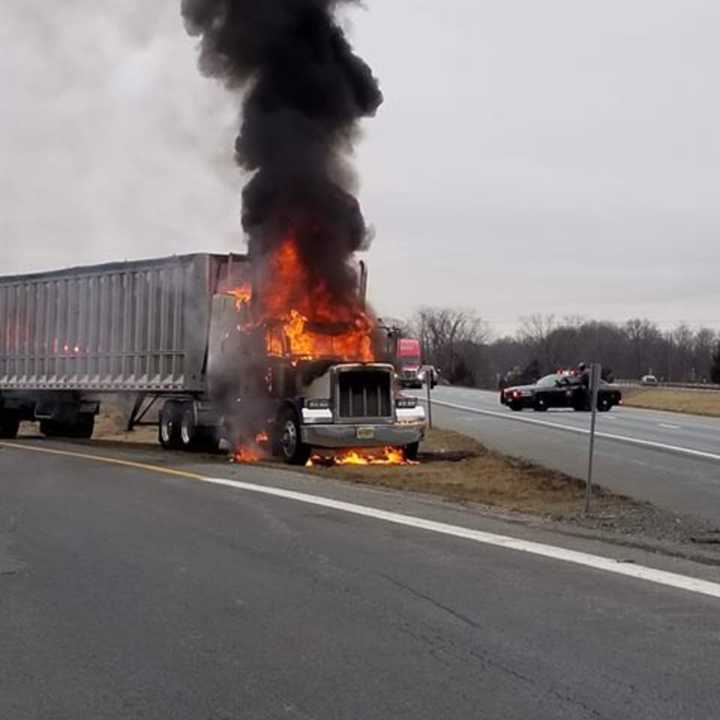 A tractor-trailer fire closed part of I-84 in Orange County.