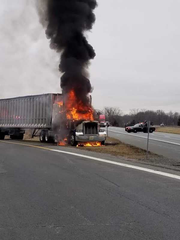 Truck Fire Causes I-84 Lane Closure