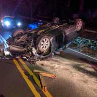 <p>One person was injured during a rollover crash in Westport.</p>