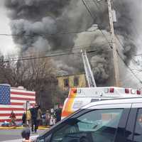 <p>Smoke filling the air from the Wappingers Falls fire.</p>