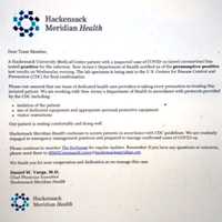 <p>The email confirming the coronavirus case at HUMC.</p>