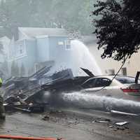 <p>Firefighters battled the flames for 90 minutes -- a task made easier when a PSE&amp;G crew closed the gas line.</p>