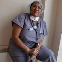 <p>Holy Name Respiratory Therapist Brenda beams after extubating her first coronavirus patient after two weeks.</p>