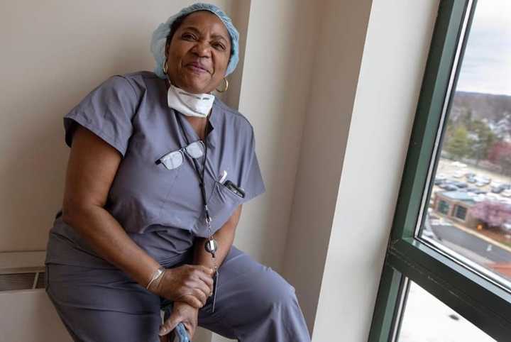 Holy Name Respiratory Therapist Brenda beams after extubating her first coronavirus patient after two weeks.