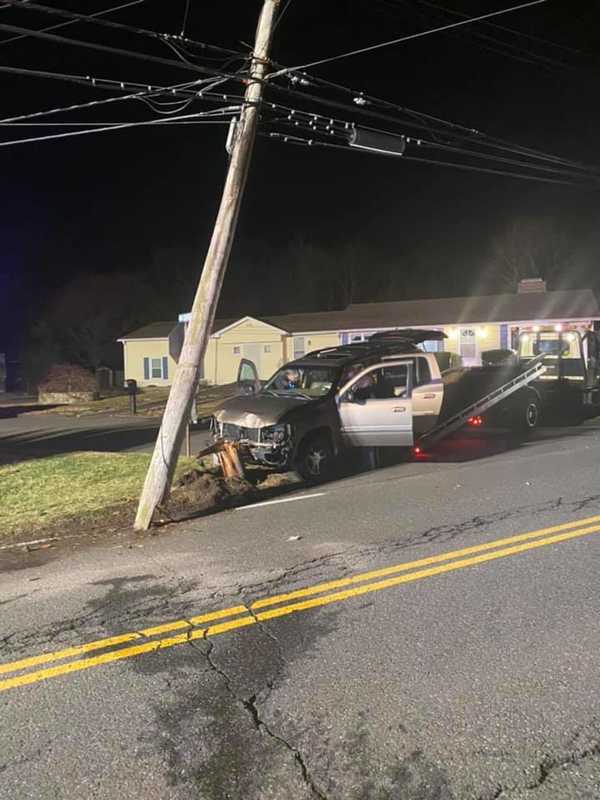 SUV Crashes Into Utility Pole In Trumbull