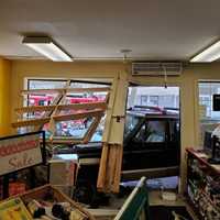 <p>The inside of the store received heavy damage.</p>