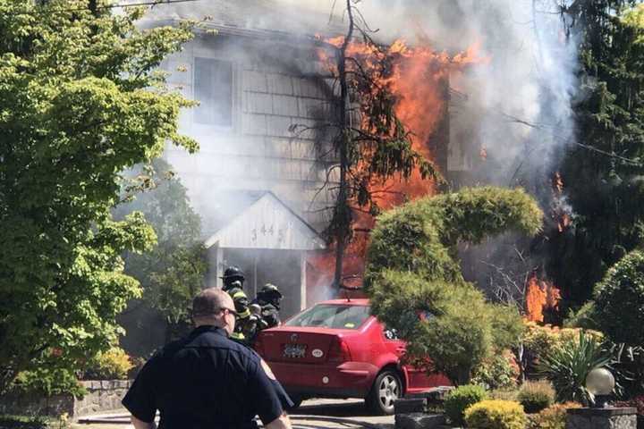 Three Fire Departments Battle Blaze That Breaks Out At Long Island House