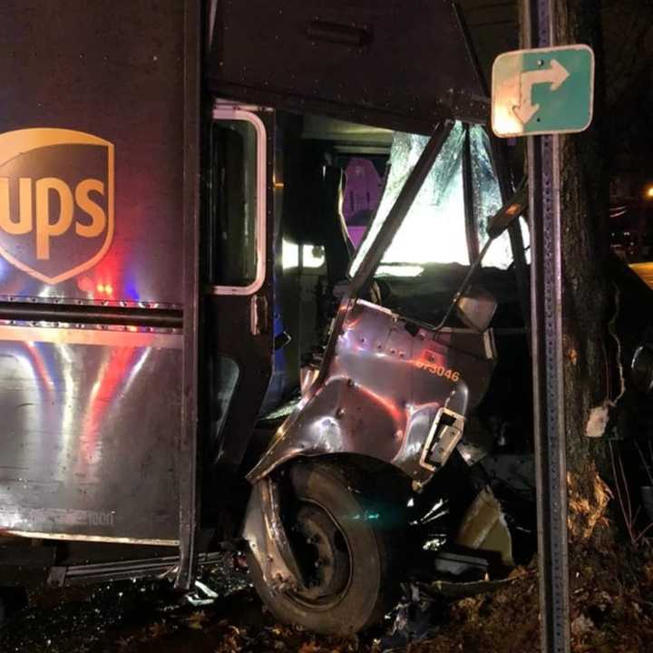 The aftermath of the DWI UPS crash in Teaneck.