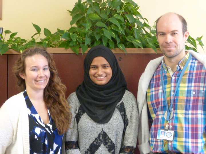 Left to right: Kelly Van Horn, Science teacher, Adeena Javed, Gwenael Calvez, Science teacher.