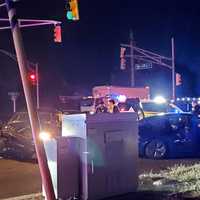 <p>At the scene of the DWI rear-end crash on westbound Route 46 at Huyler Street.</p>