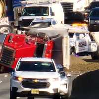 <p>The scene early Friday on eastbound Route 46 in Little Falls.</p>