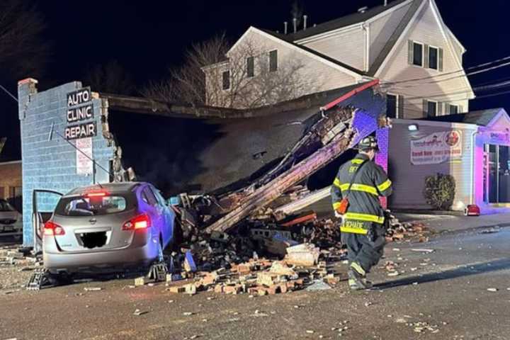 Of All Places: SUV Crash Destroys Auto Repair Shop In Bergenfield