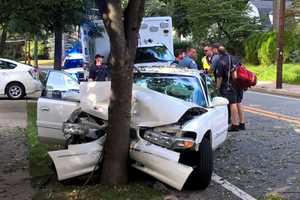 PHOTOS: 1 Hospitalized After Car Plows Into Ridgewood Tree