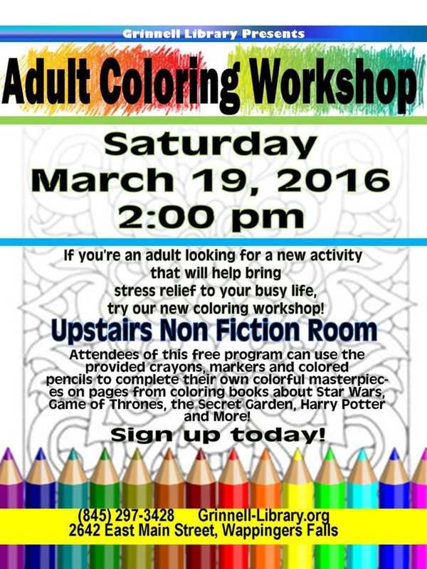 Wappinger Falls' Grinnell Library Presents Adult Coloring Workshop