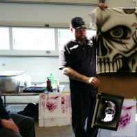 <p>Airbrush artist Tommy Banks displayed his craft to students at the Tech Center</p>