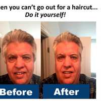 <p>Andre&#x27; DiMino, 62 of Woodcliff Lake, has been cutting his hair at home for years using the Robocut. Seems it came in handy.</p>