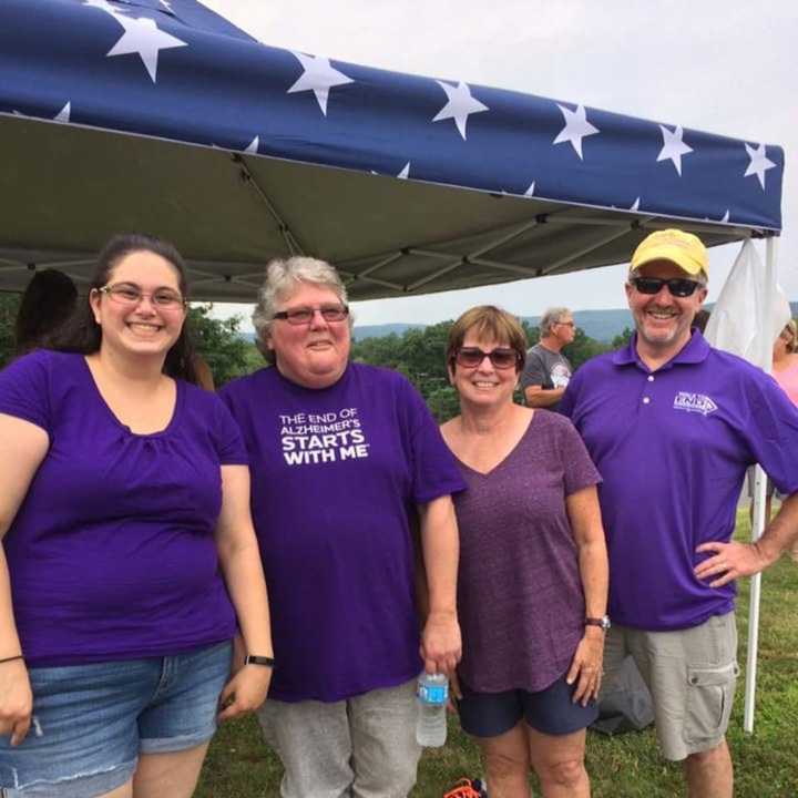 Ashley Cole (l) with other volunteers. Cole will be participating in the Walk To End Alzheimer&#x27;s in Rockland.