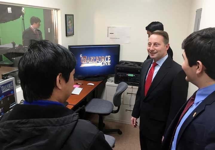 Westchester County Executive Rob Astorino recently visited with Iona Prep students and was interviewed for the school&#x27;s show &quot;Gael Force Live.&quot;