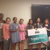 <p>Jothi Ramaswamy with ThinkSTEAM award winners.</p>