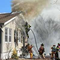 <p>Fair Lawn firefighters had to battle the blaze from outside.</p>