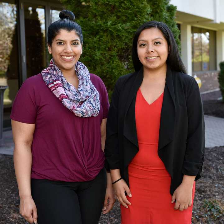 Western Connecticut State University seniors Evelin Garcia and Madiha Khan