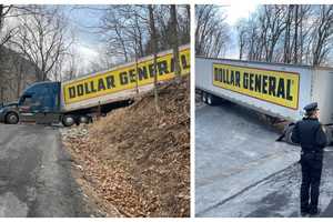 Tractor-Trailer Ignores Road Signs, Becomes Stuck On Hudson Valley Roadway