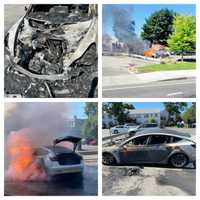 Fully Involved Tesla Car Fire Takes Nearly 45 Minutes To Put Down In Stamford