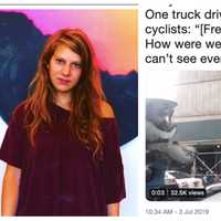 <p>Bicyclists who turned out to mourn Ridgewood artist Devra Freelander began yelling when mix trucks with the same logo that fatally killed the 28-year-old artist drove by.</p>