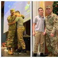 <p>U.S. Army soldier Marvin Monroig Sr. surprised his unsuspecting son, Marvin Monroig Jr., with an early homecoming.</p>