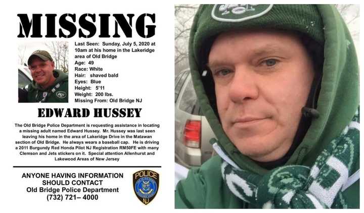 Edward Hussey was last seen leaving his Lakeridge Drive home in Matawan around 10 a.m. last Sunday, police said.