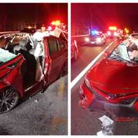Man Cut Out Of Car After Flying Object Causes Crash On I-95 In Westport
