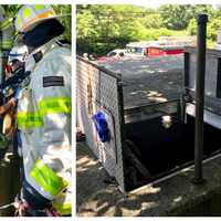 PHOTOS: Responders Rescue Utility Worker Who Fell 10 Feet Into Tinton Falls Work Space