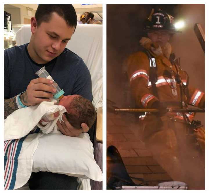 Fair Lawn firefighter Kyle Wilson is a new dad to son, Colton.