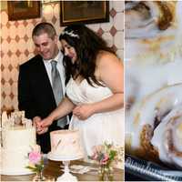 <p>Ana Reyes of Cliffside Park and her husband, left, with cinnamon rolls on the right that she says &quot;should only be photographed up close.&quot;</p>