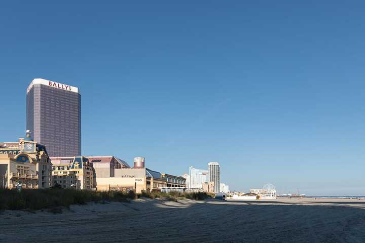 The beach and boardwalk of Atlantic City, NJ.