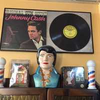 <p>The decor at the Beale Street Barber Shop in Peekskill reflects owner Mark Sinnis' two passions, music and cutting hair.</p>
