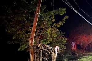 Suspected DUI Driver Crashes Into Power Pole, Narrowly Avoids Western Mass Home