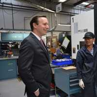 <p>Sen. Chris Murphy tours the Beta Shim facility in Shelton.</p>