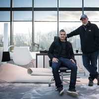 <p>Showrunners and Executive Producers of &quot;Billions,&quot; Greenwich resident David Levien (seated) and Brian Koppelman.</p>