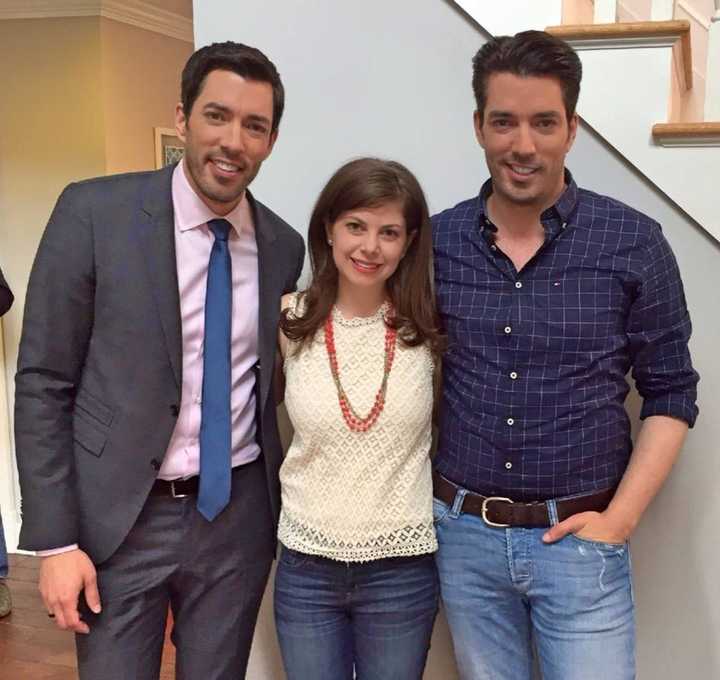 Rye-based interior designer Brittany Zachos with &quot;Property Brothers&quot; Jonathan and Drew Scott.