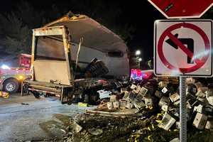 Box Truck Overturns In CT, Spills Produce Onto Road