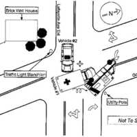 <p>Police sketch of the Feb. 15 accident scene at Goffle Road and the Lafayette Avenue extension in Hawthorne.</p>